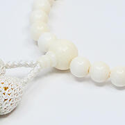 【本象牙】略式片手・32玉・丸玉・女物・正絹頭付き房