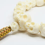 【本象牙】どくろ彫刻・18玉・男物・六本組紐房１