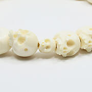 【本象牙】どくろ彫刻・18玉・男物・六本組紐房１