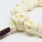 【本象牙】どくろ彫刻・18玉・男物・六本組紐房２