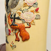 【本象牙】彫刻花筒（特大）