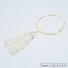 【本象牙】略式片手・32玉・丸玉・女物・正絹頭付き房