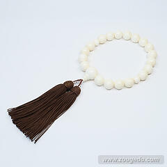 【本象牙】略式片手・19玉・丸玉・男物・正絹頭付き房