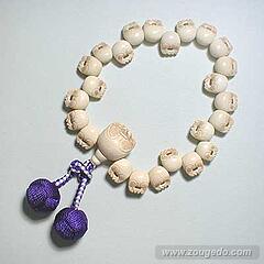 【本象牙】木魚彫刻・22玉・女物・かがり梵天房