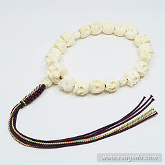 【本象牙】どくろ彫刻・18玉・男物・六本組紐房２