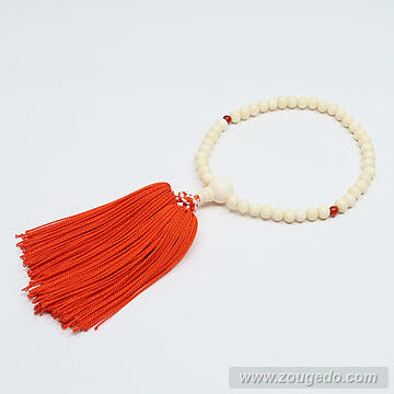 【本象牙】略式片手（メノウ入り）・43玉・女物・新松房