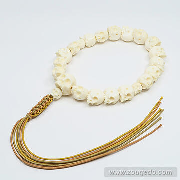 【本象牙】どくろ彫刻・18玉・男物・六本組紐房１