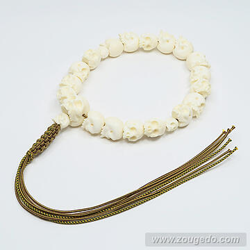 【本象牙】どくろ彫刻・18玉・男物・六本組紐房３