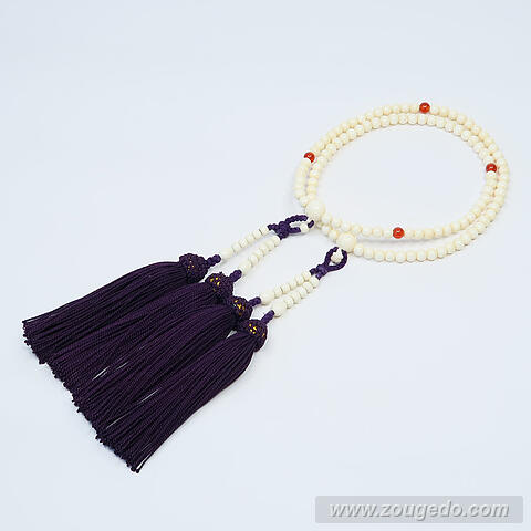 【本象牙】振分念珠（メノウ入り）・女物・頭付き房