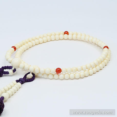 【本象牙】振分念珠（メノウ入り）・女物・頭付き房