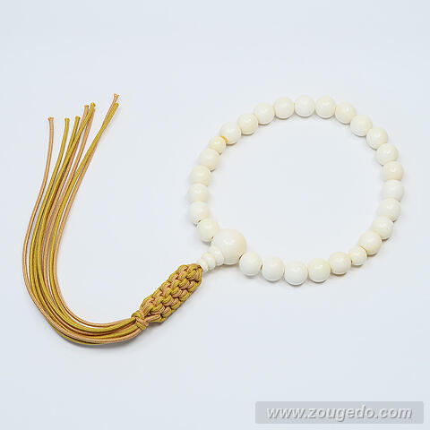 【本象牙】略式片手・25玉・丸玉・男物・正絹八本組紐房