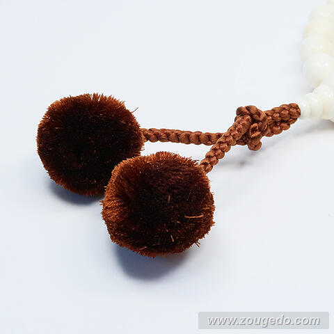 【本象牙】略式片手・27玉・丸玉・男物・正絹梵天房