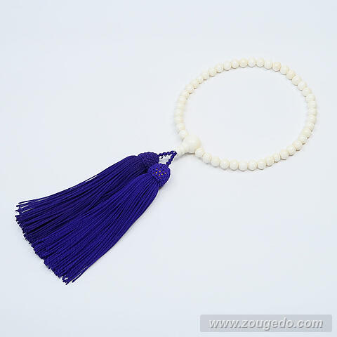 【本象牙】略式片手・43玉・女物・正絹頭付き房