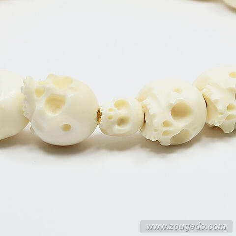 【本象牙】どくろ彫刻・18玉・男物・六本組紐房１