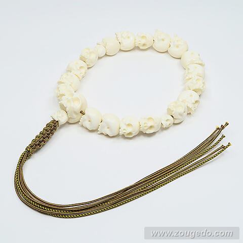 【本象牙】どくろ彫刻・18玉・男物・六本組紐房３