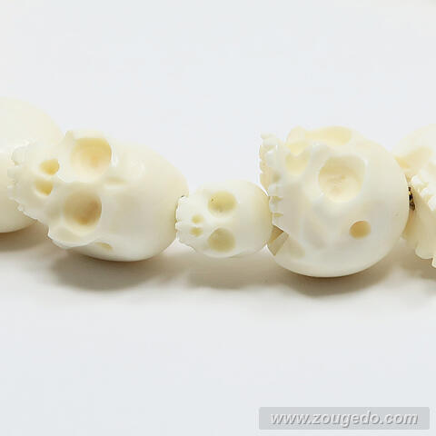 【本象牙】どくろ彫刻・18玉・男物・六本組紐房３