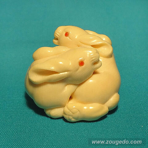 【本象牙】二匹の兎