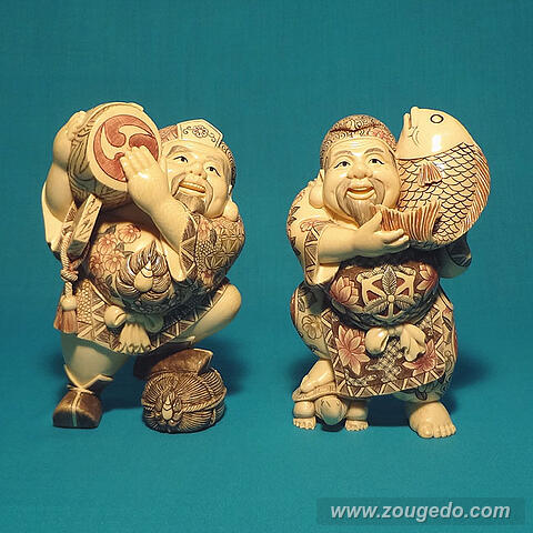 【本象牙】恵比寿・大黒セット（香港製）