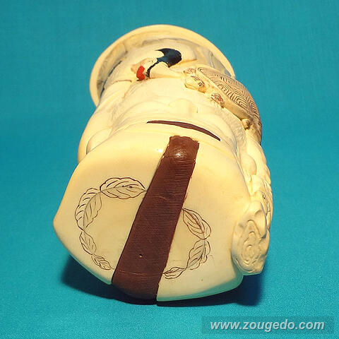 【本象牙】寿老人（鶴・亀）