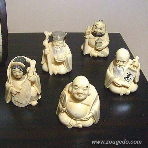 【本象牙】七福神と打出の小槌