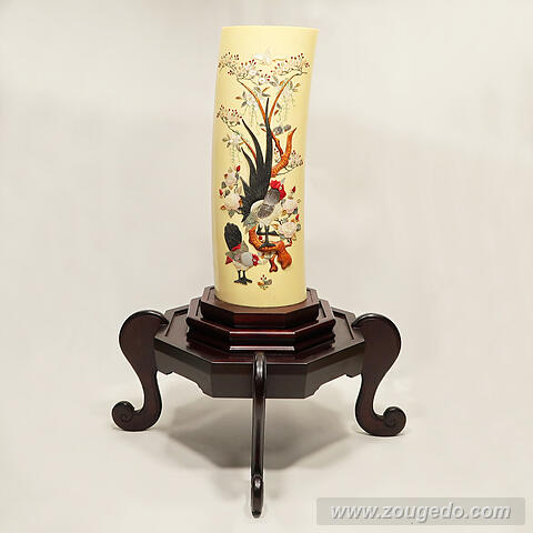 【本象牙】彫刻花筒（特大）