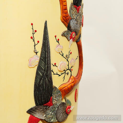 【本象牙】彫刻花筒（特大）