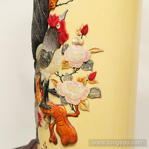 【本象牙】彫刻花筒（特大）