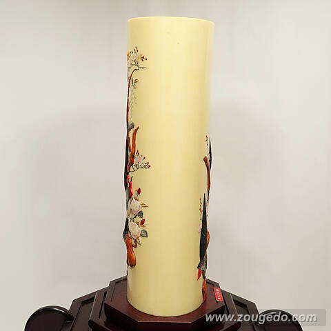 【本象牙】彫刻花筒（特大）