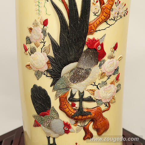 【本象牙】彫刻花筒（特大）