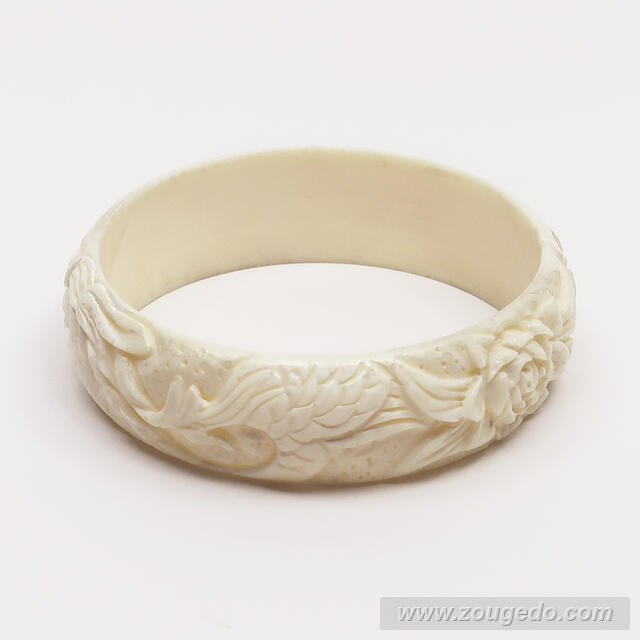 【本象牙】ブレスレット・鳳凰とバラ