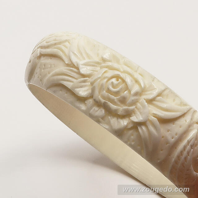 【本象牙】ブレスレット・鳳凰とバラ