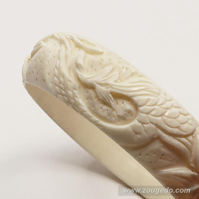 【本象牙】ブレスレット・鳳凰とバラ