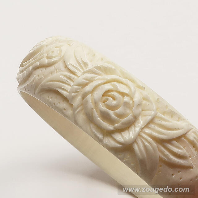 【本象牙】ブレスレット・鳳凰とバラ