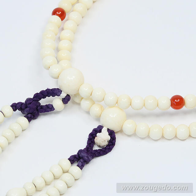 【本象牙】振分念珠（メノウ入り）・女物・頭付き房