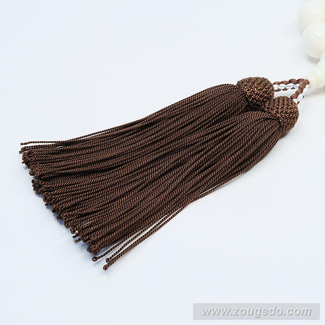 【本象牙】略式片手・19玉・丸玉・男物・正絹頭付き房