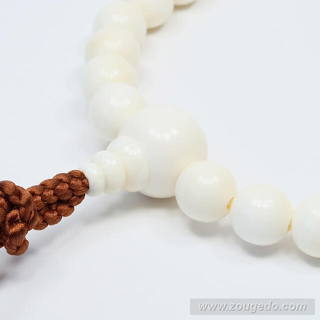 【本象牙】略式片手・27玉・丸玉・男物・正絹梵天房