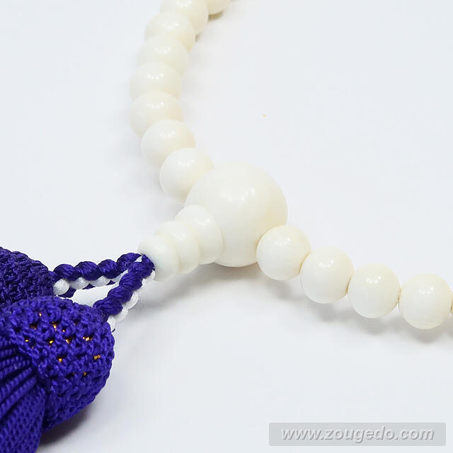 【本象牙】略式片手・43玉・女物・正絹頭付き房