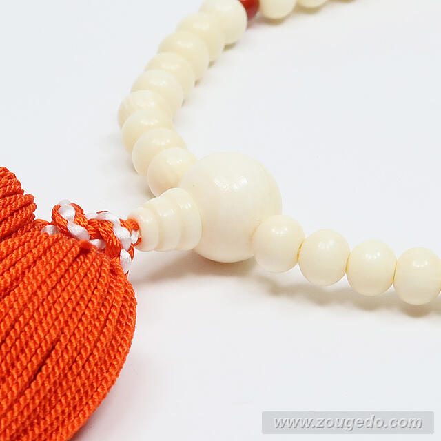 【本象牙】略式片手（メノウ入り）・43玉・女物・新松房