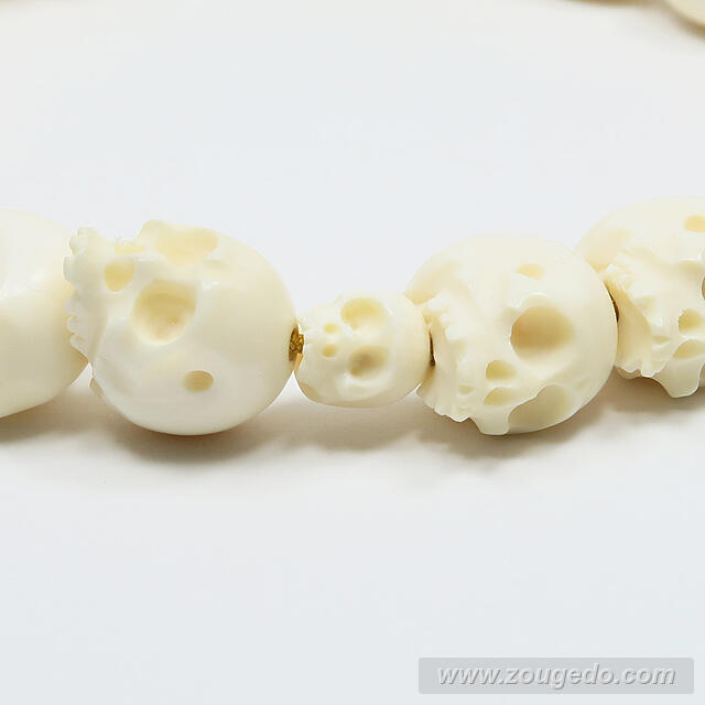 【本象牙】どくろ彫刻・18玉・男物・六本組紐房１