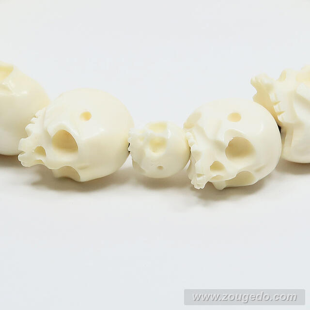 【本象牙】どくろ彫刻・18玉・男物・六本組紐房２