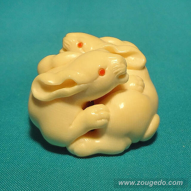 【本象牙】二匹の兎