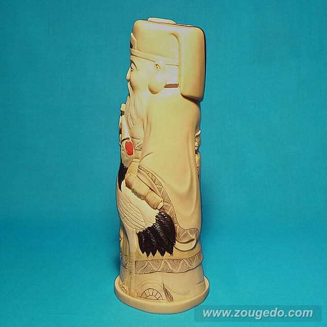 【本象牙】寿老人（鶴・亀）