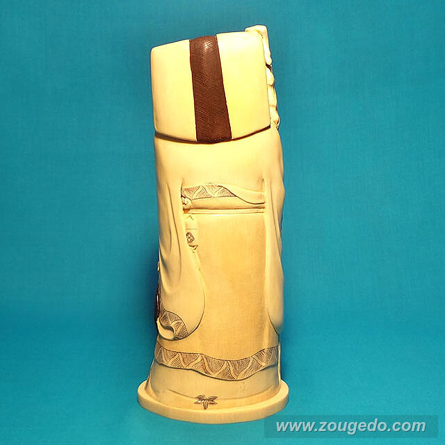 【本象牙】寿老人（鶴・亀）