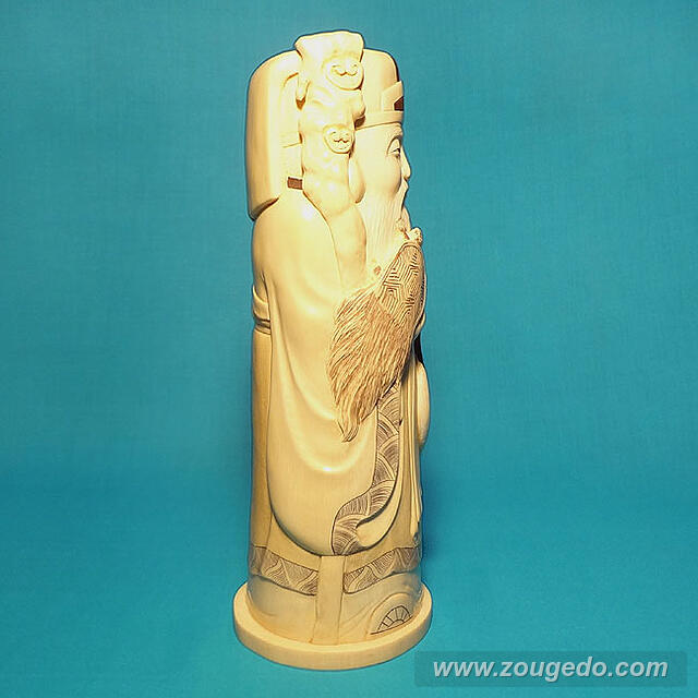 【本象牙】寿老人（鶴・亀）