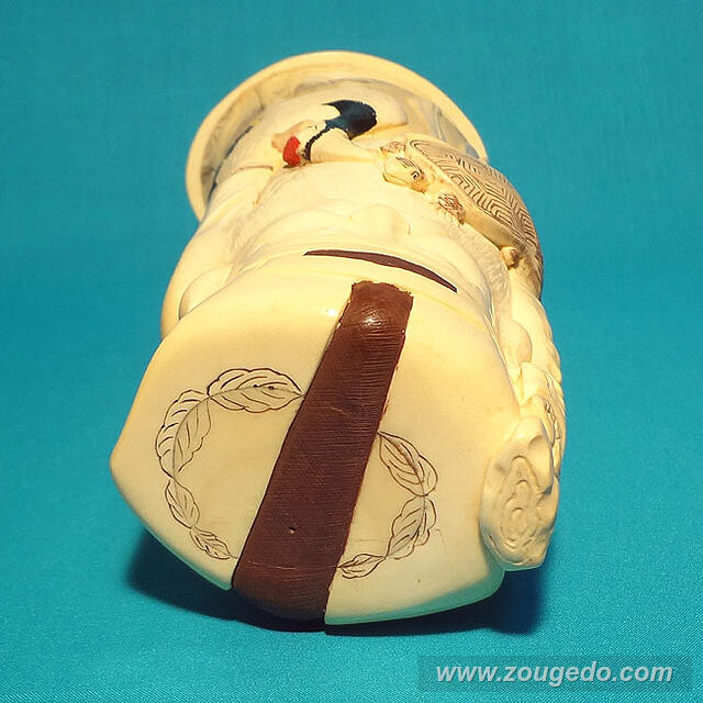 【本象牙】寿老人（鶴・亀）