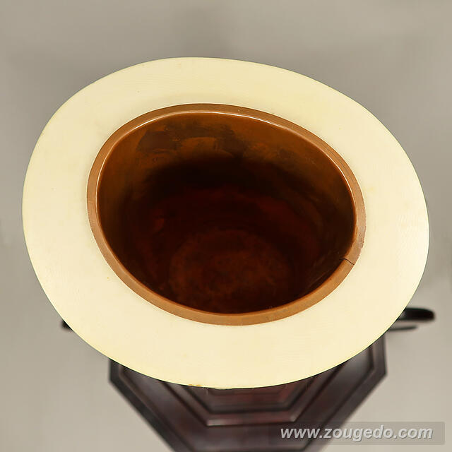 【本象牙】彫刻花筒（特大）