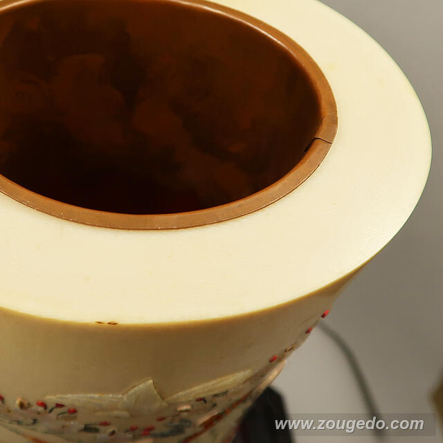 【本象牙】彫刻花筒（特大）