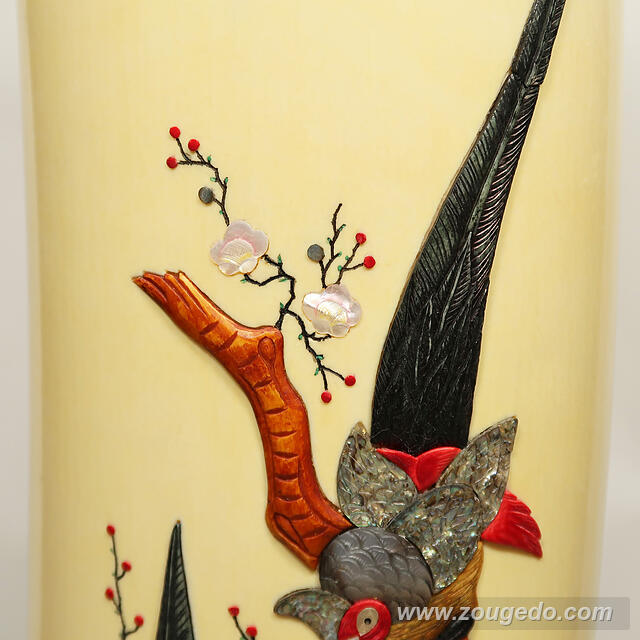 【本象牙】彫刻花筒（特大）