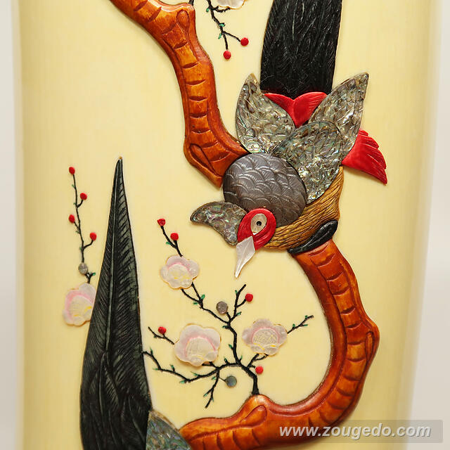 【本象牙】彫刻花筒（特大）