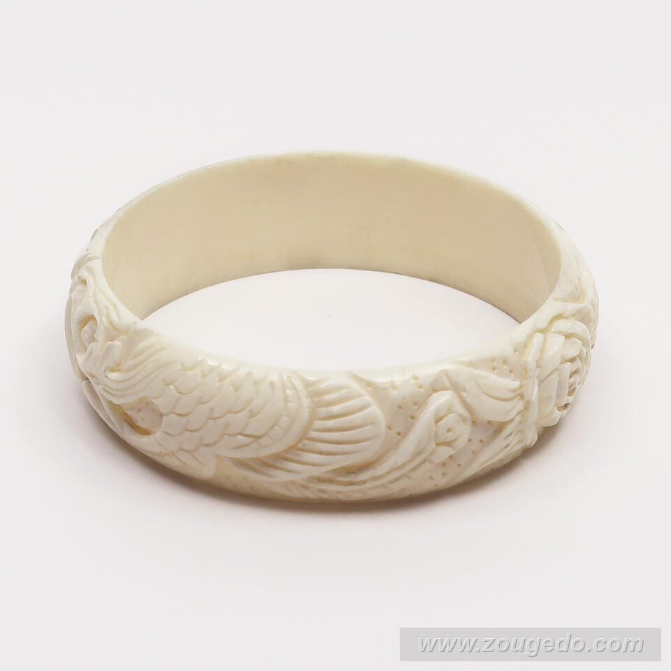 【本象牙】ブレスレット・鳳凰とバラ